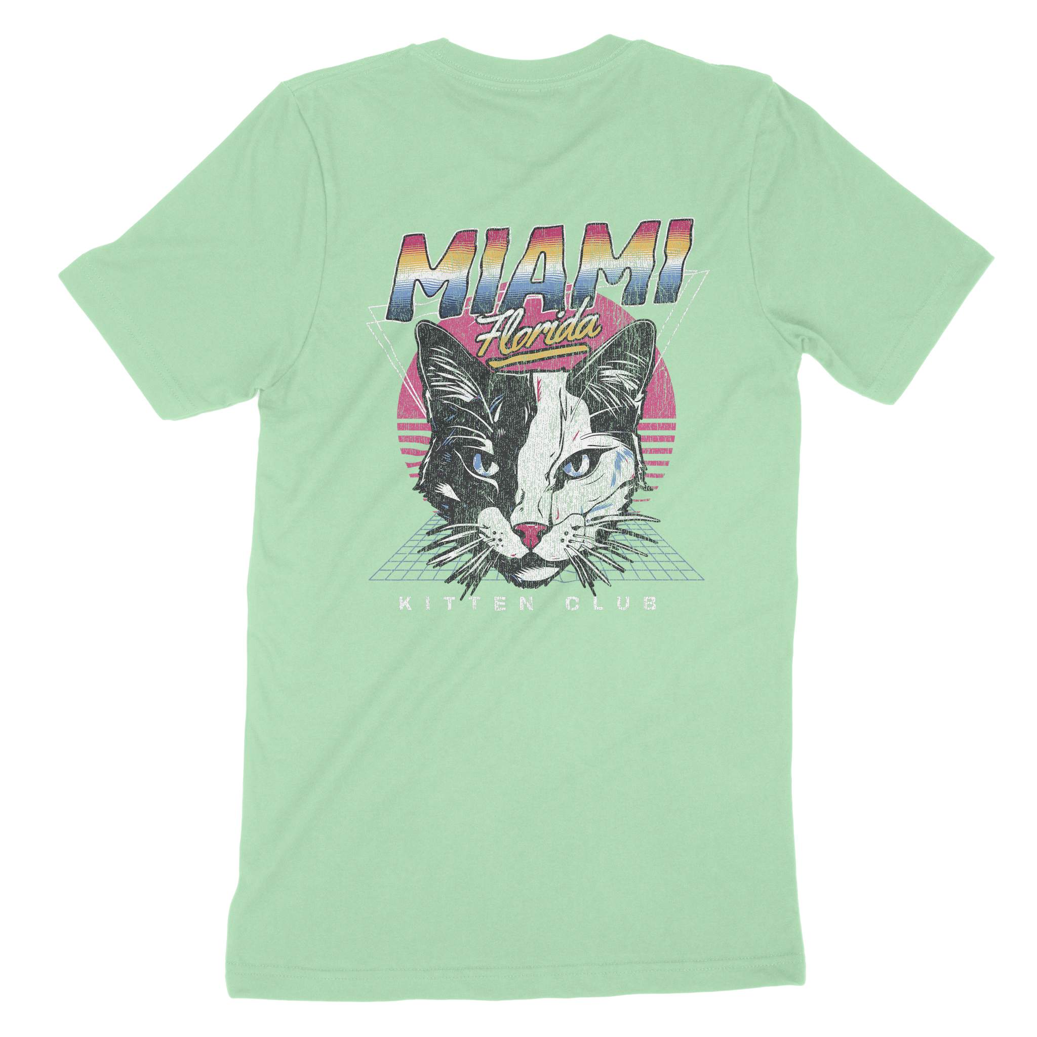 Miami Retro Kitten Club T-Shirt Mint back