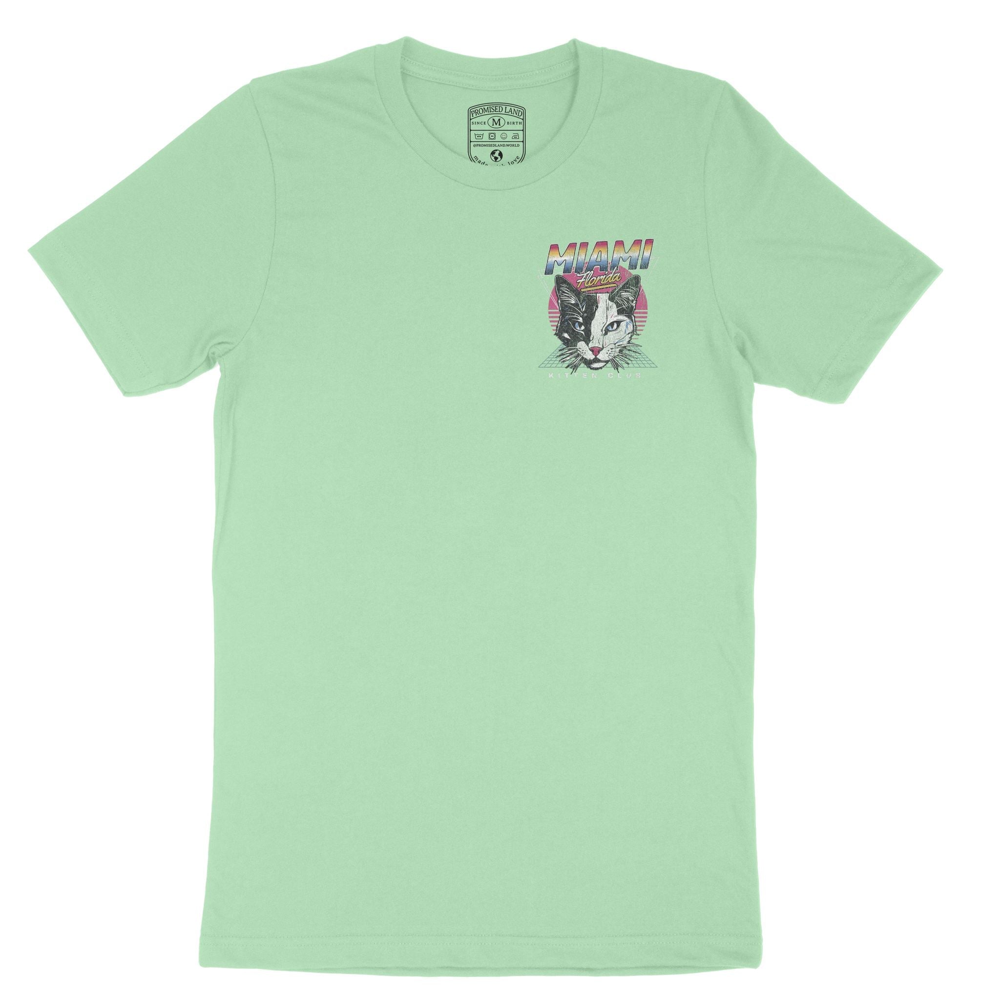 Miami Retro Kitten Club T-Shirt Mint front