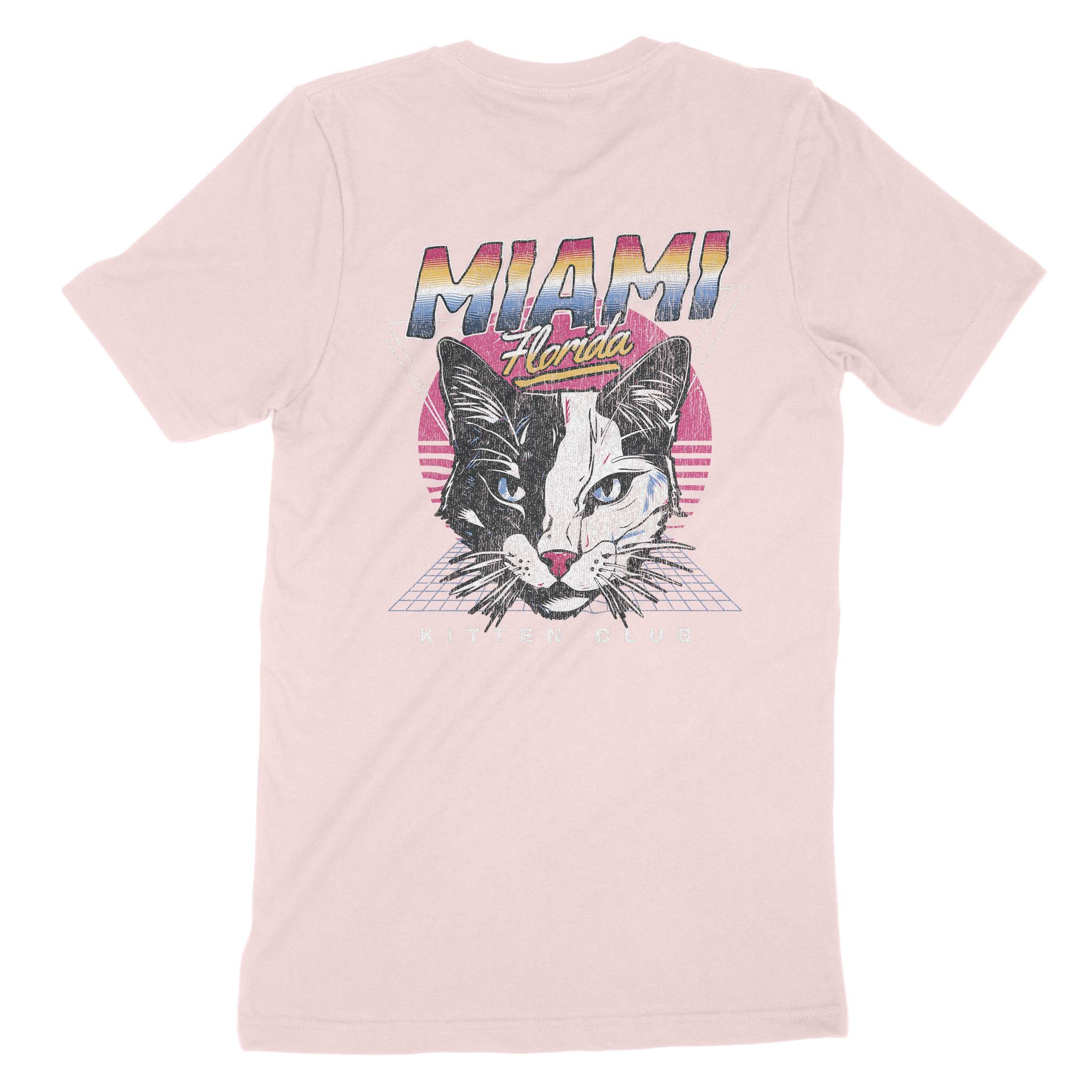 Miami Retro Kitten Club T-Shirt Soft Pink back