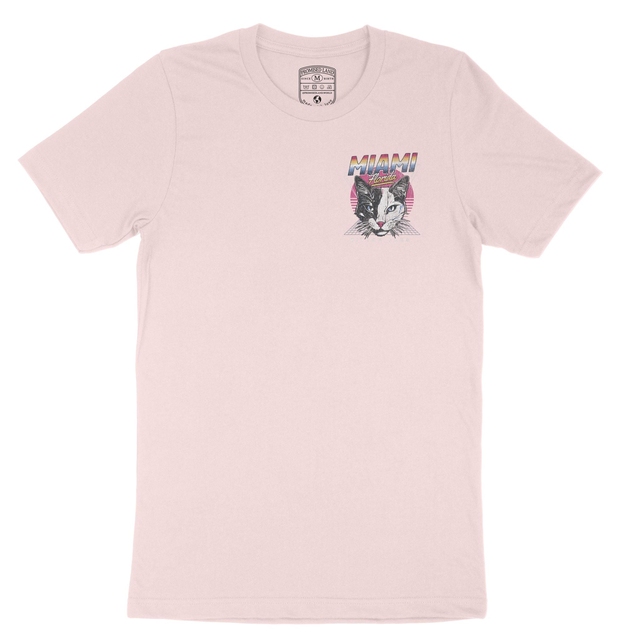 Miami Retro Kitten Club T-Shirt Soft Pink front
