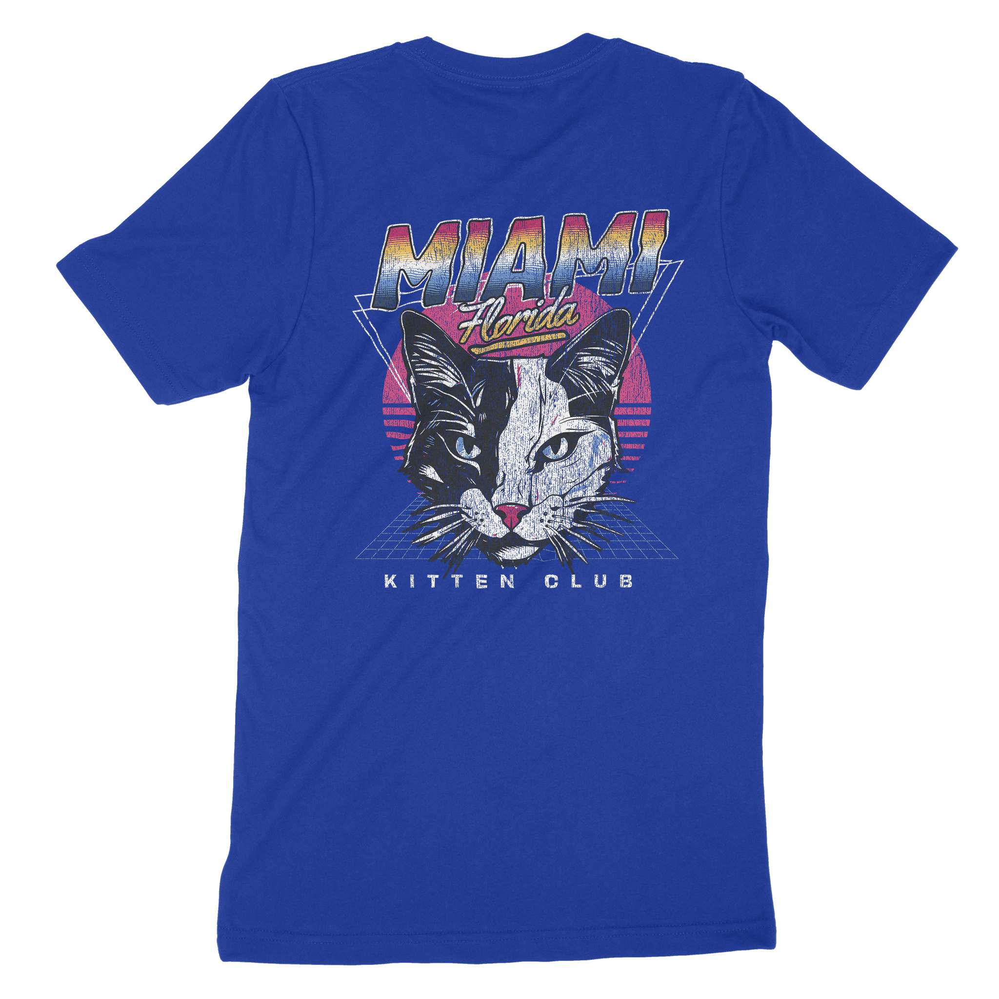 Miami Retro Kitten Club T-Shirt True Royal back