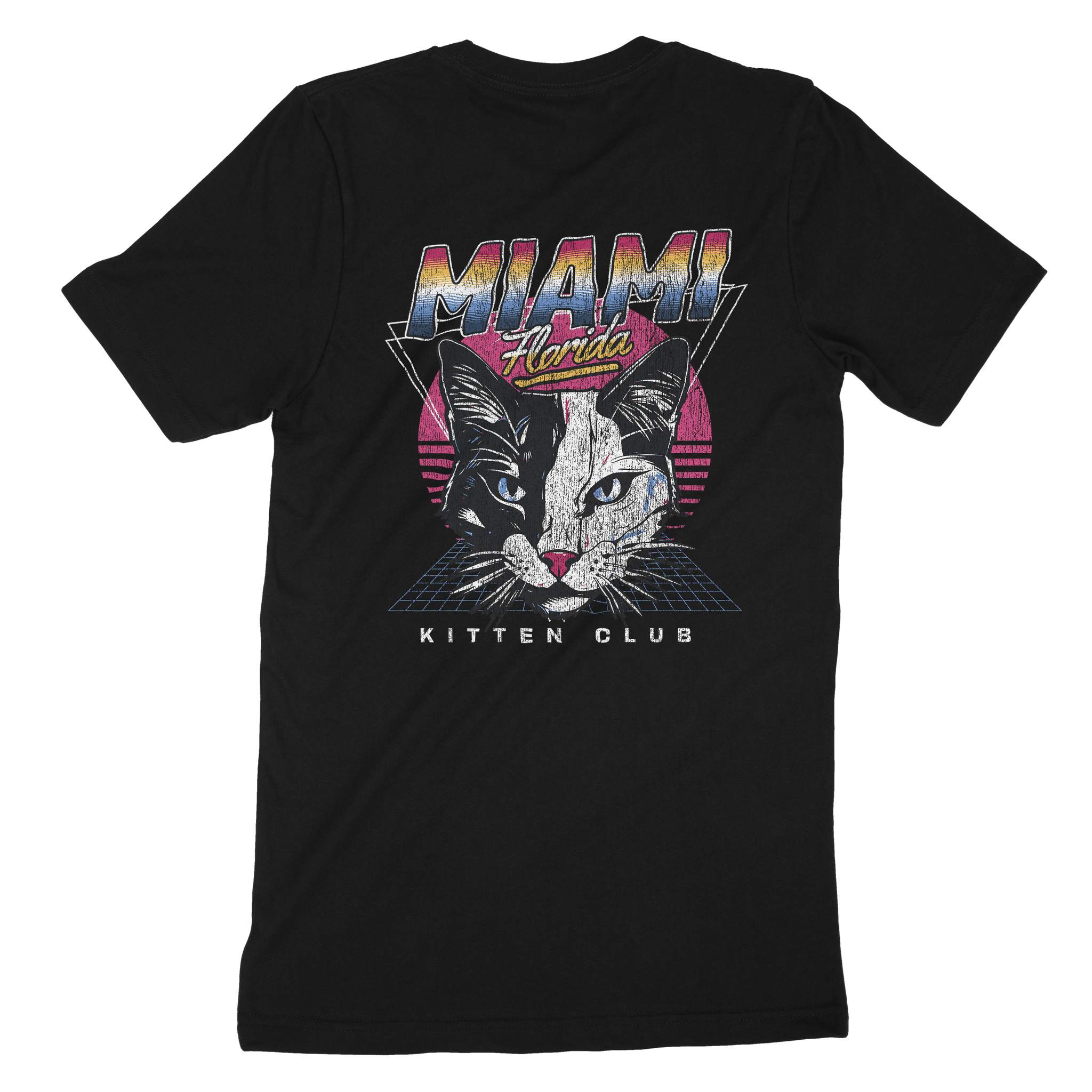 Miami Retro Kitten Club T-Shirt Vintage Black back