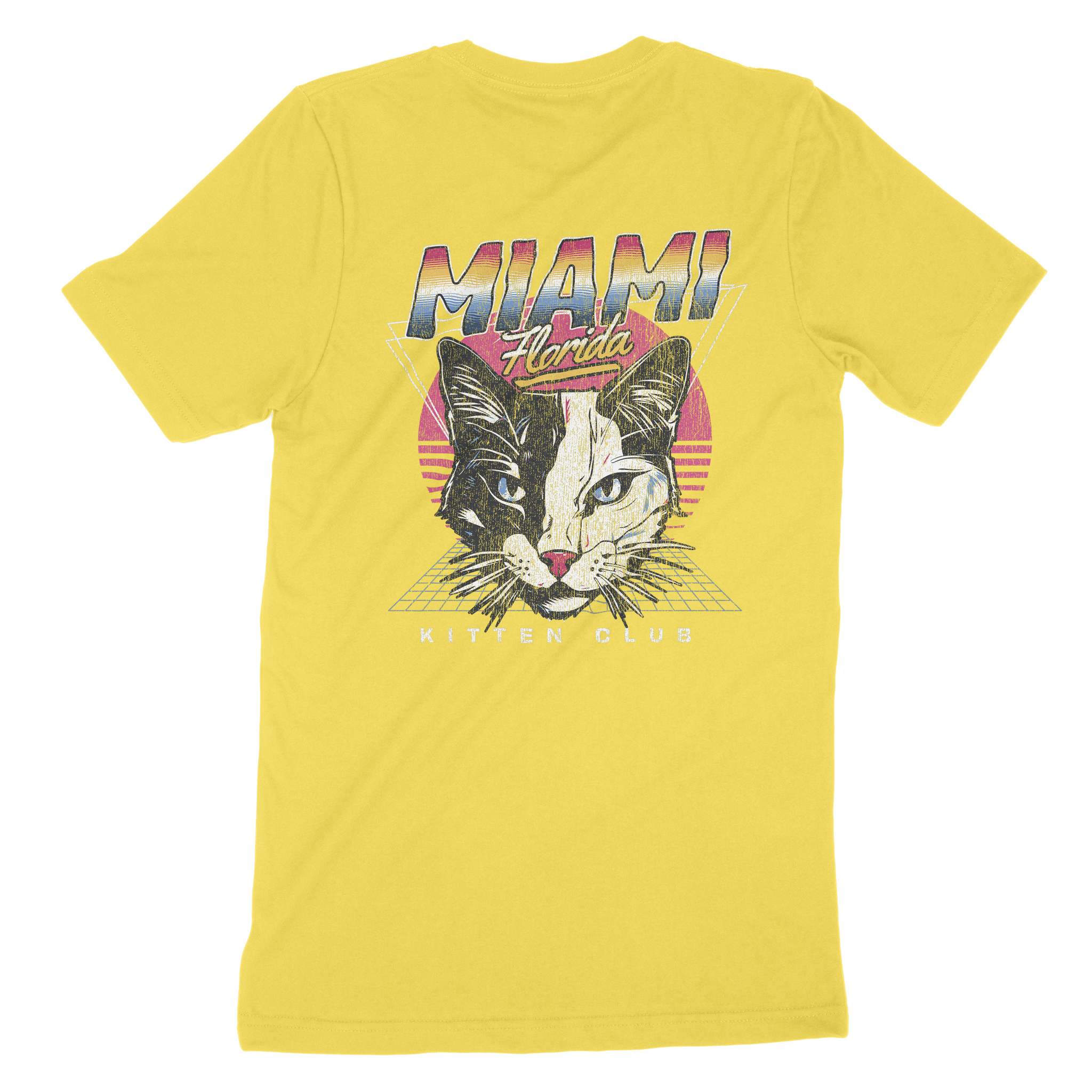 Miami Retro Kitten Club T-Shirt Yellow back