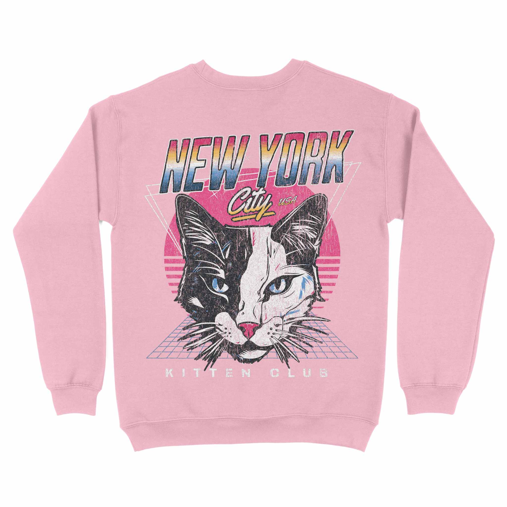 New York Retro Kitten Club Crewneck Light_Pink back