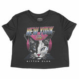 New York Retro Kitten Club Cropped Tee Black front