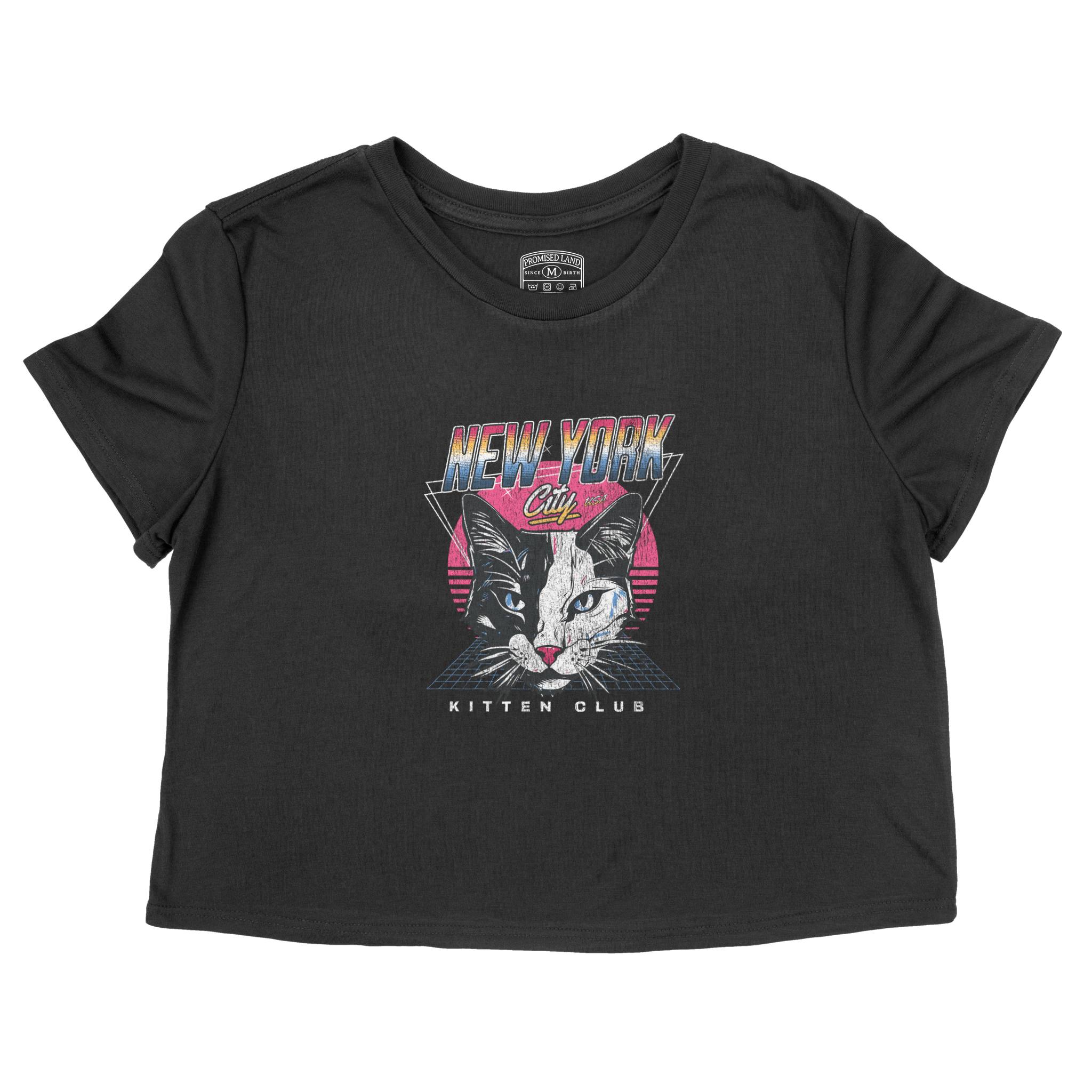 New York Cropped Tee in Black - front view