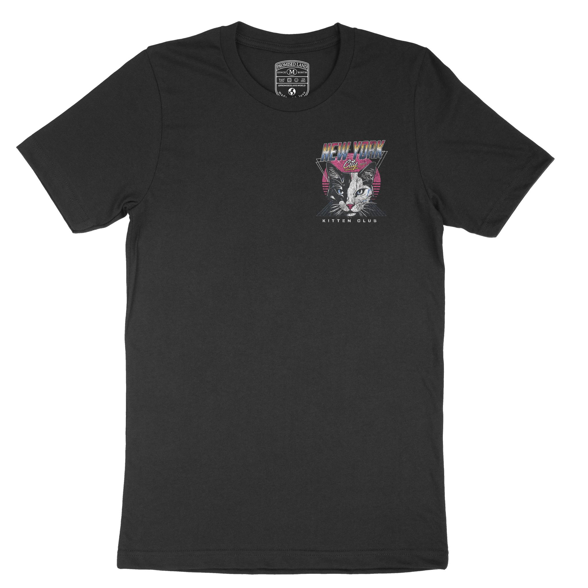 New York Retro Kitten Club T-Shirt Black front
