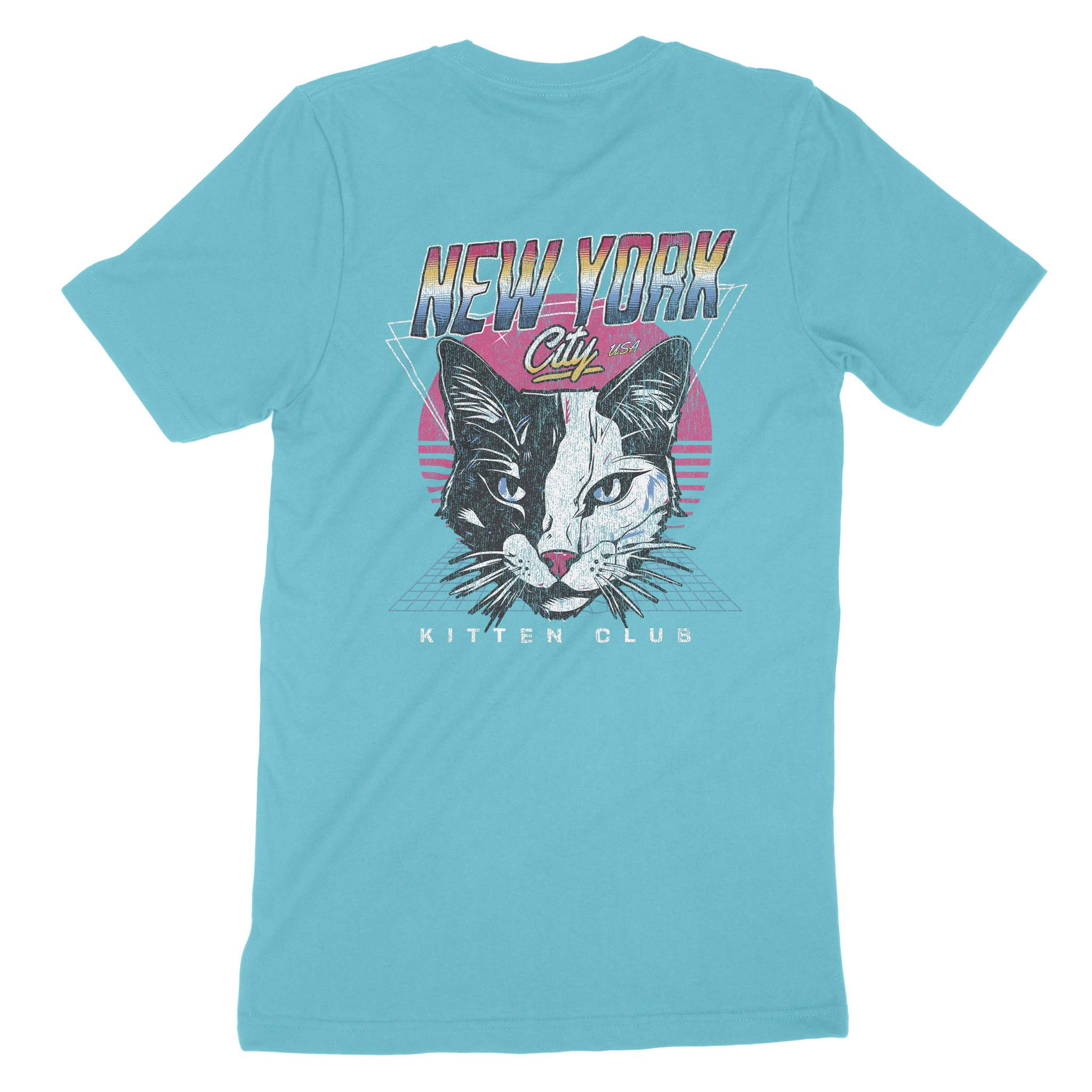 New York Retro Kitten Club T-Shirt Turquoise back