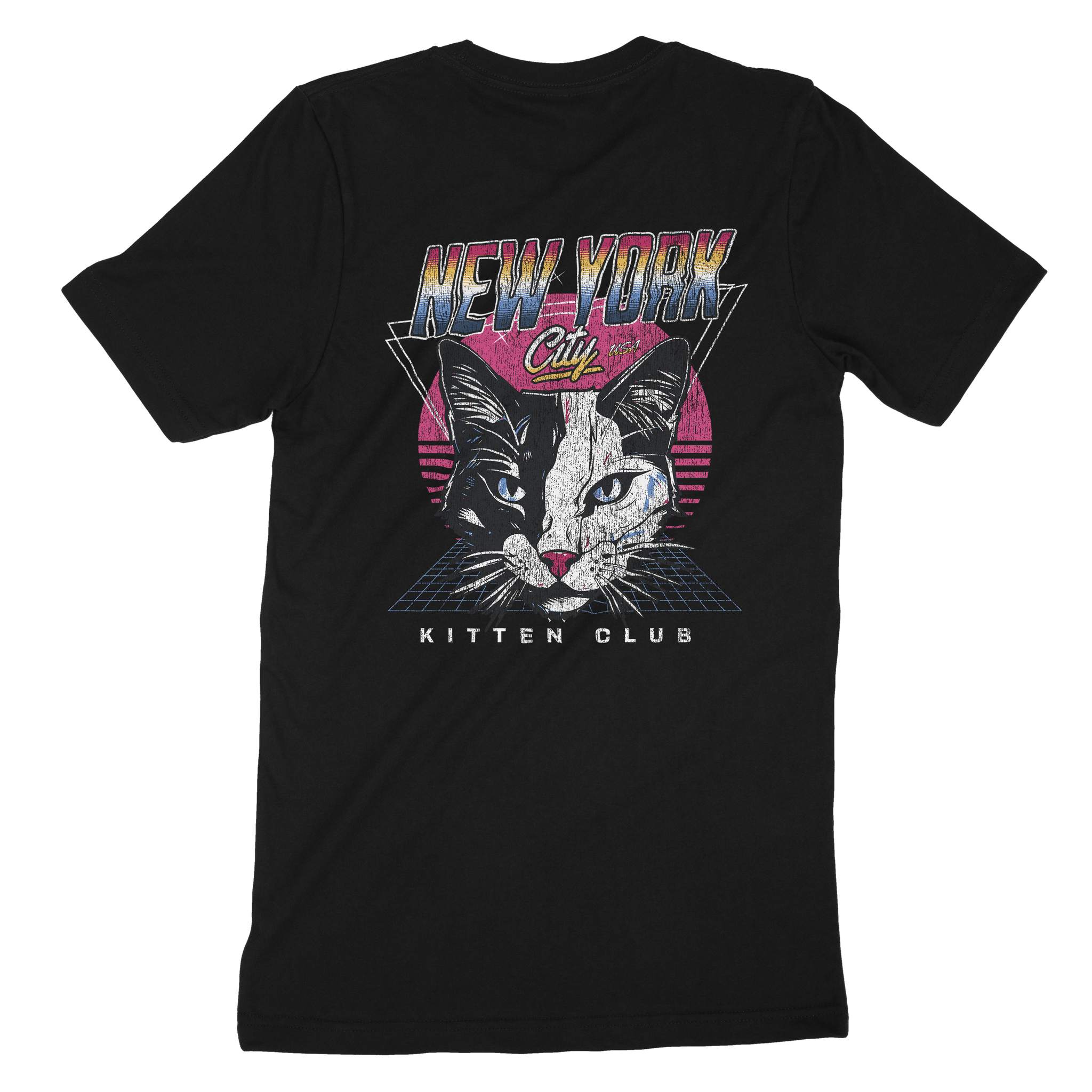 New York Retro Kitten Club T-Shirt Vintage_Black back