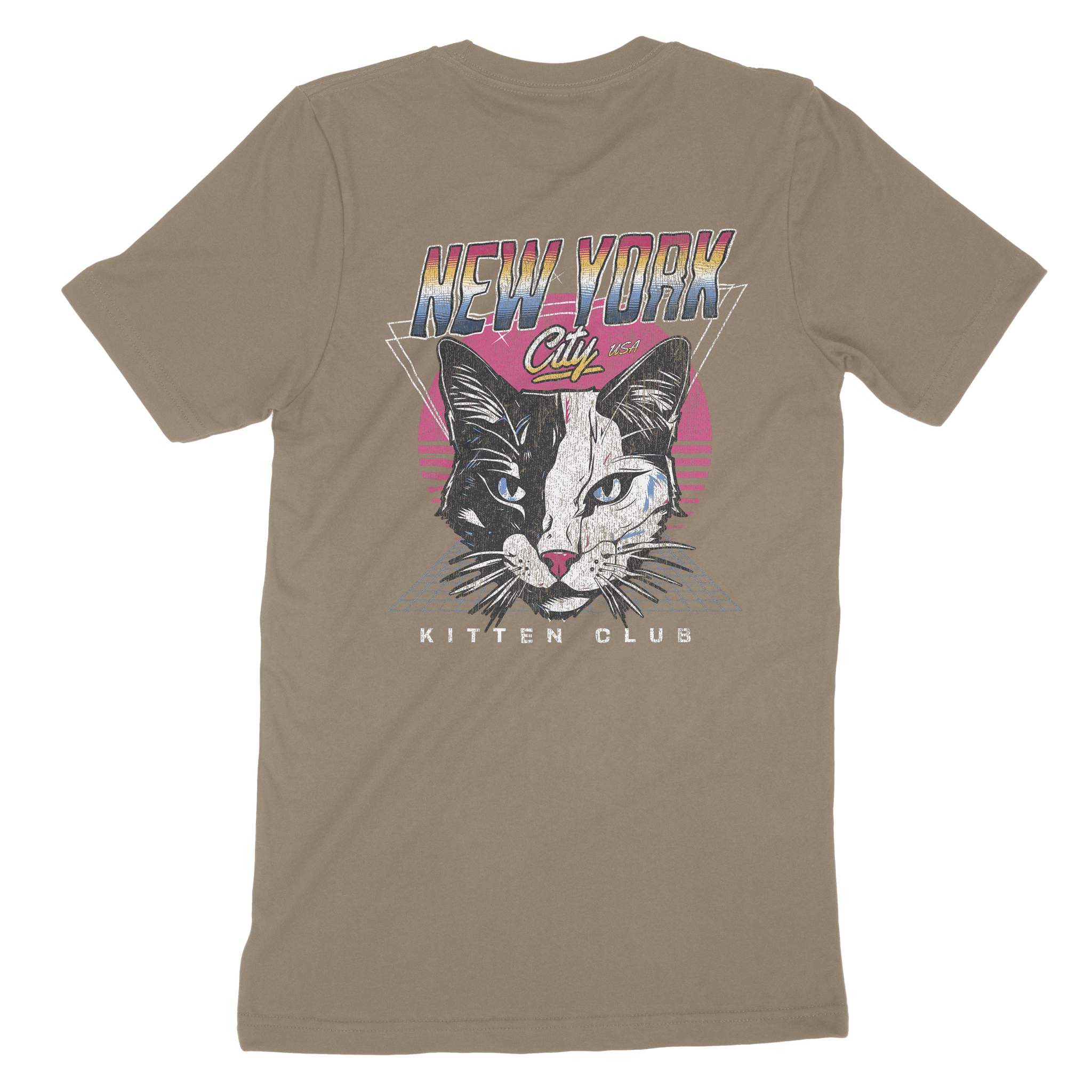 New York Retro Kitten Club T-Shirt Vintage_Brown back