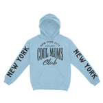 New York Hoodie in Light Blue - front-sleeves view