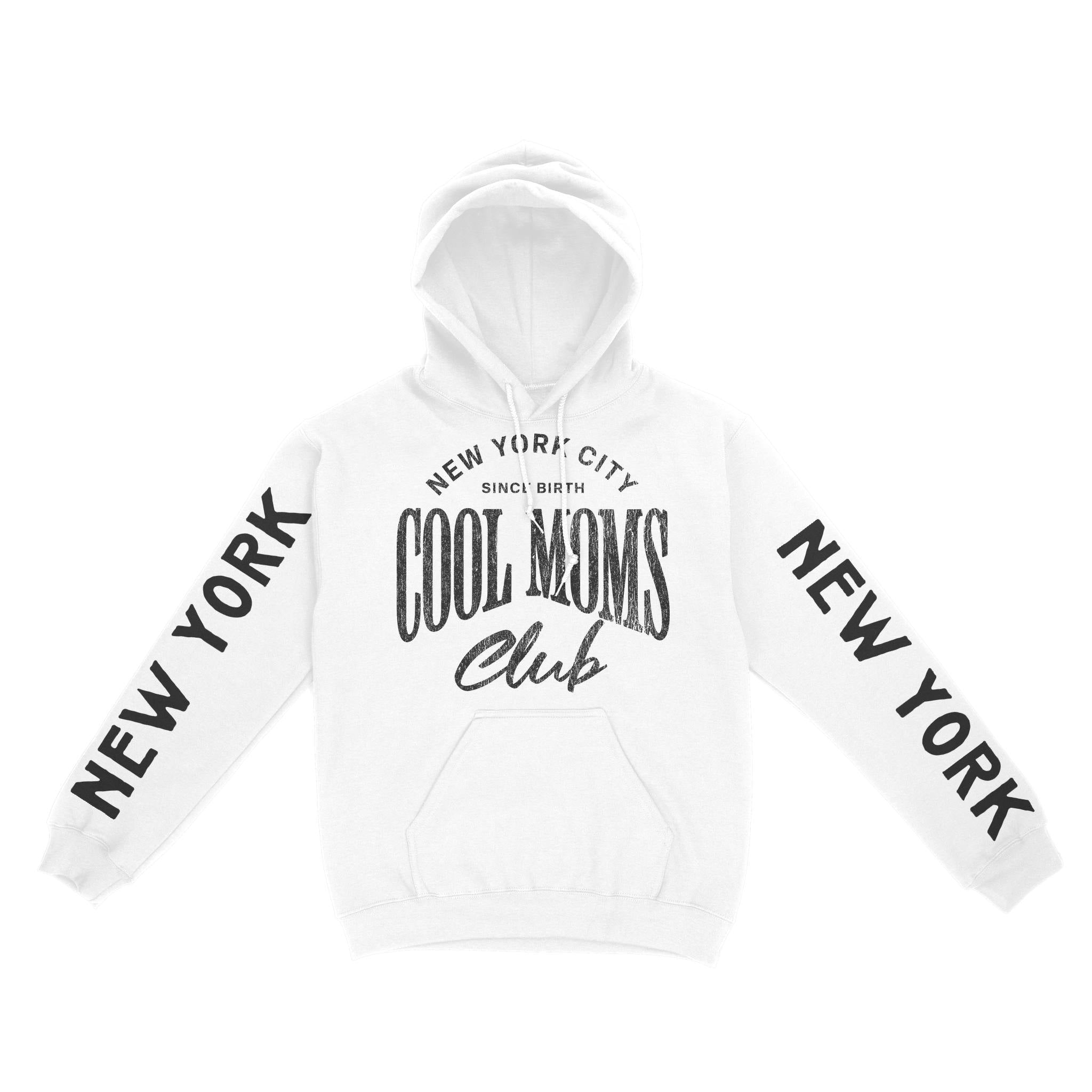 New York Hoodie in White - front-sleeves view