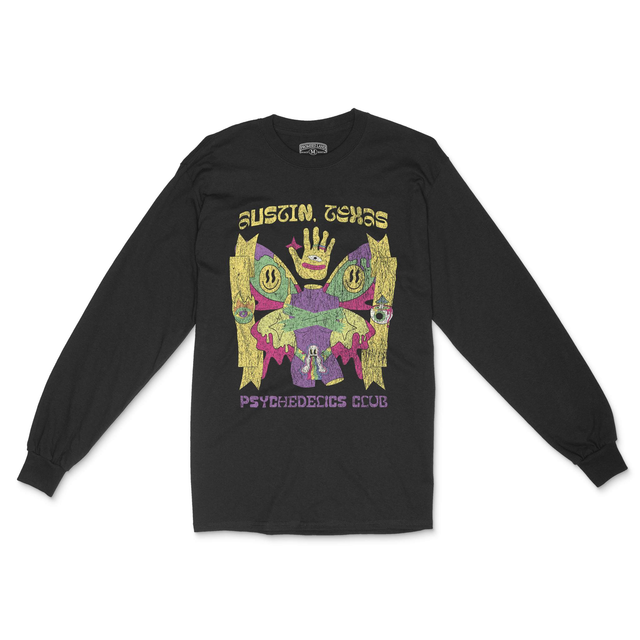 Austin Psychedelic Club Longsleeve in Black - front view