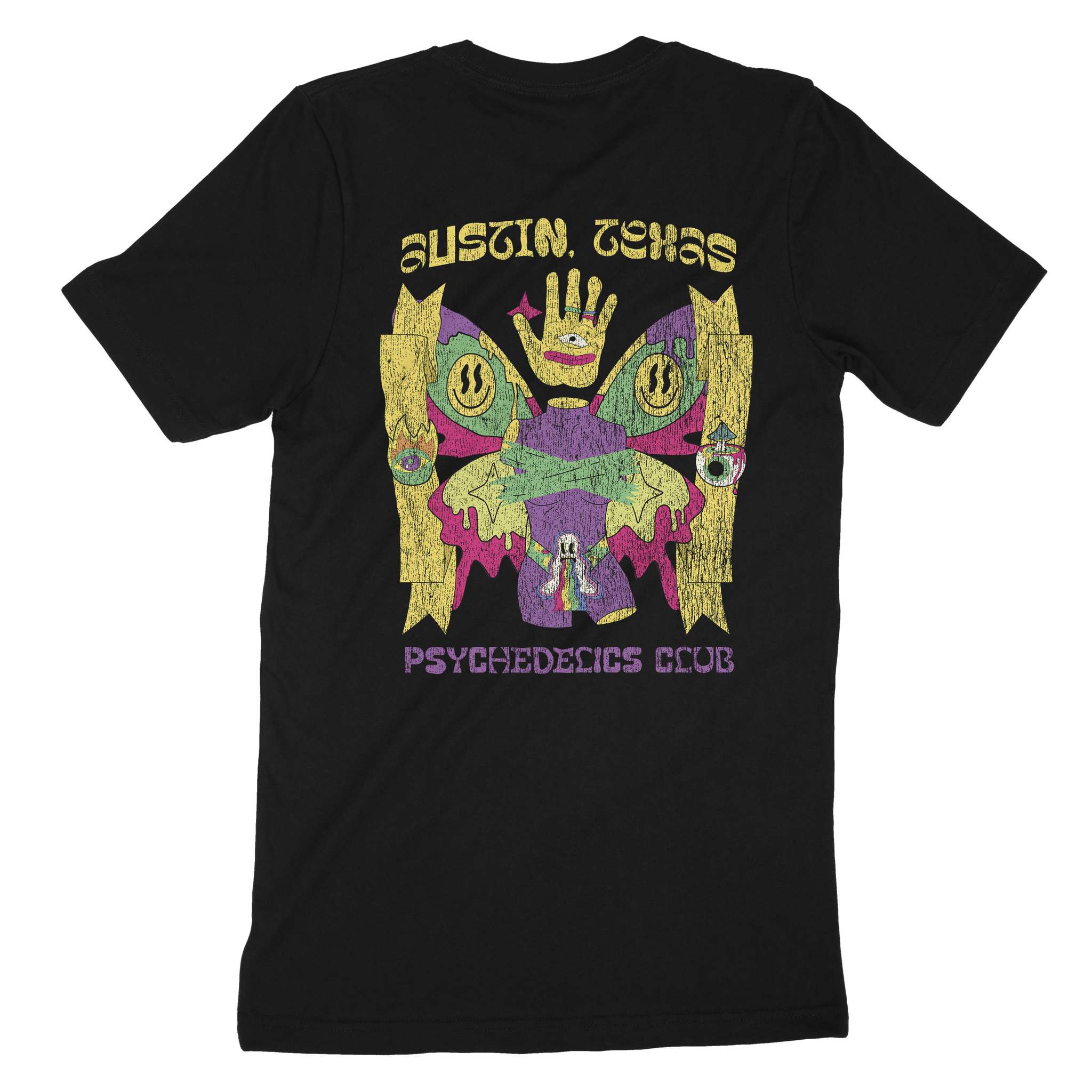 Austin Psychedelic Club T-Shirt Vintage Black back