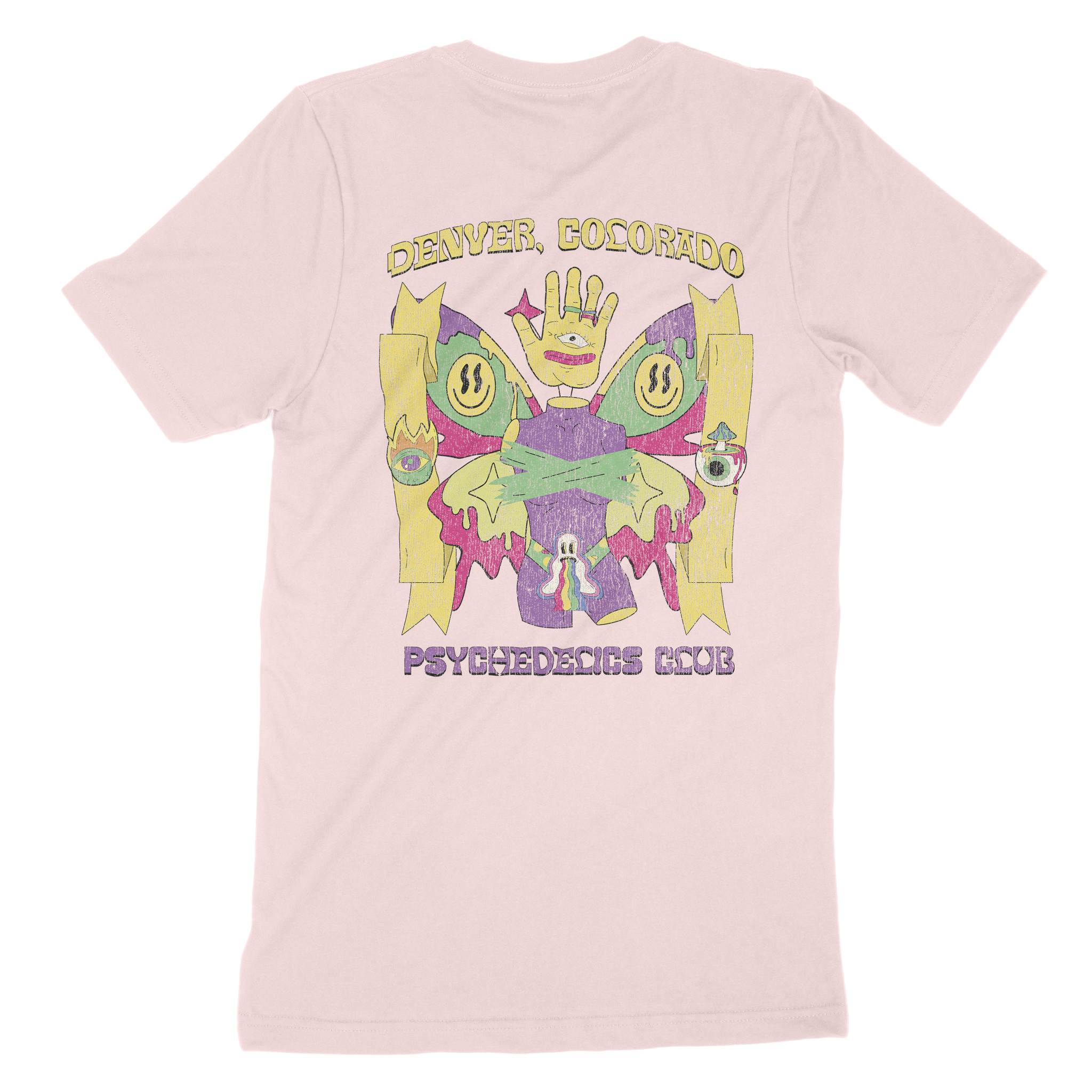 Denver Psychedelic Club T-Shirt Soft Pink back