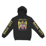 Miami Psychedelic Club Hoodie in Black - front view with sleeves
