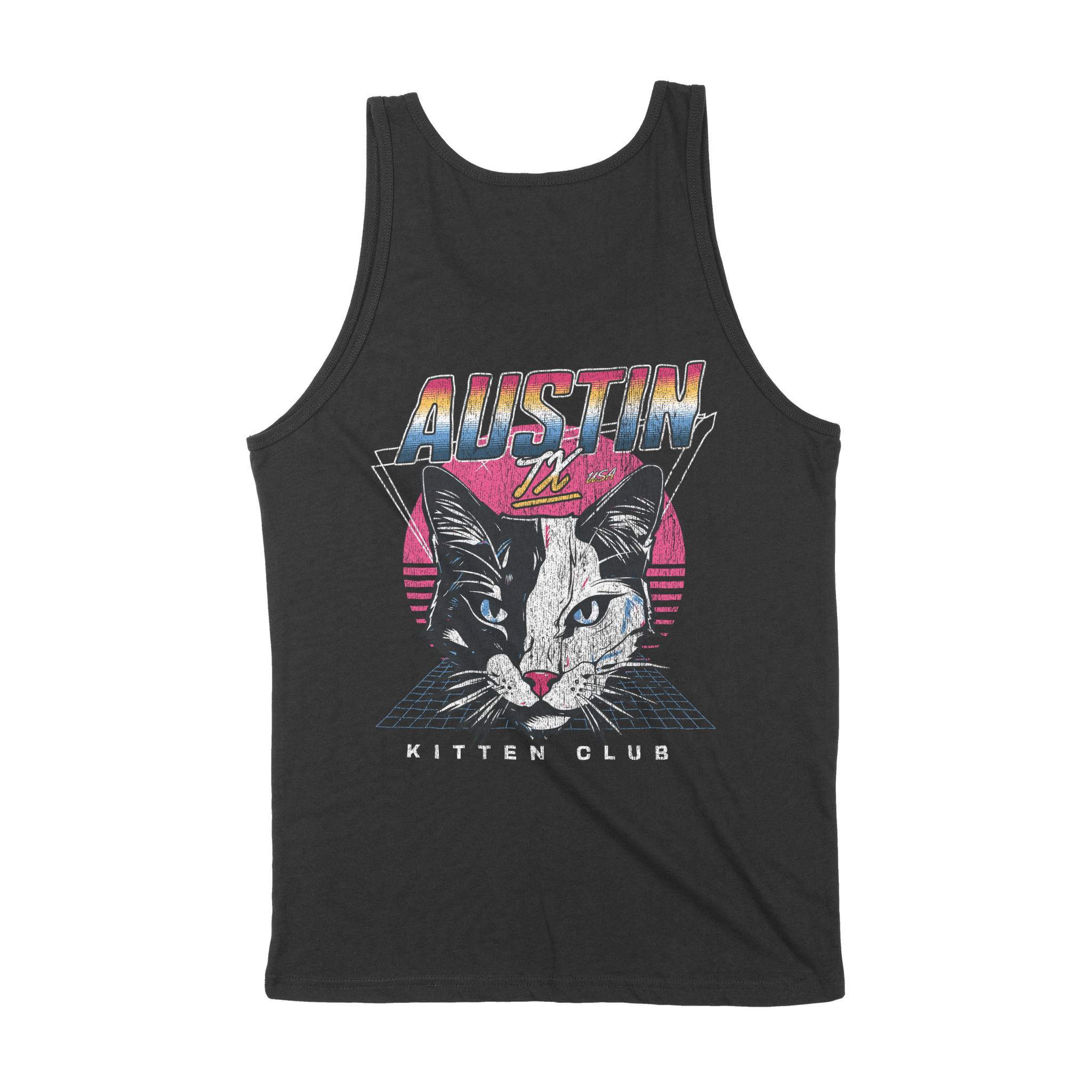 Austin Neon Kitten Tank Top in Black - back view