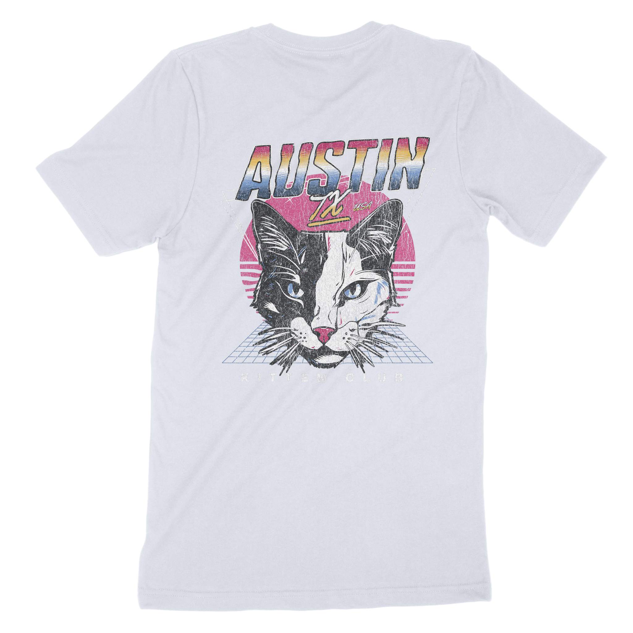 Austin Retro Kitten Club 2 T-Shirt Light Blue back