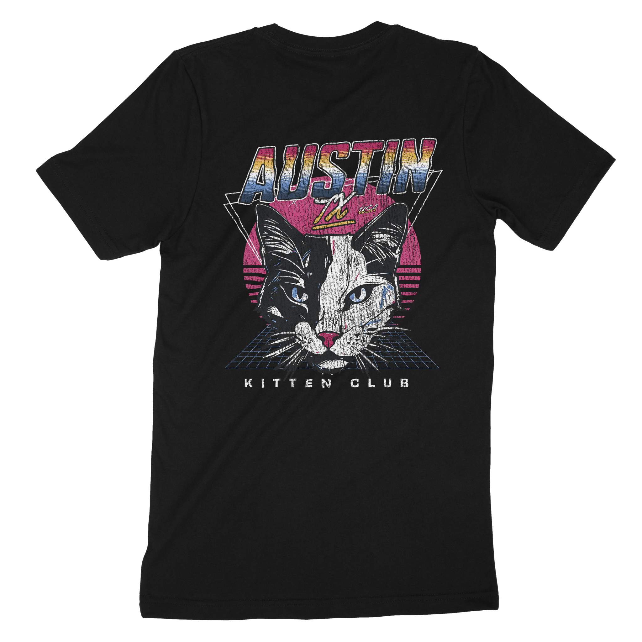 Austin Retro Kitten Club 2 T-Shirt Vintage Black back
