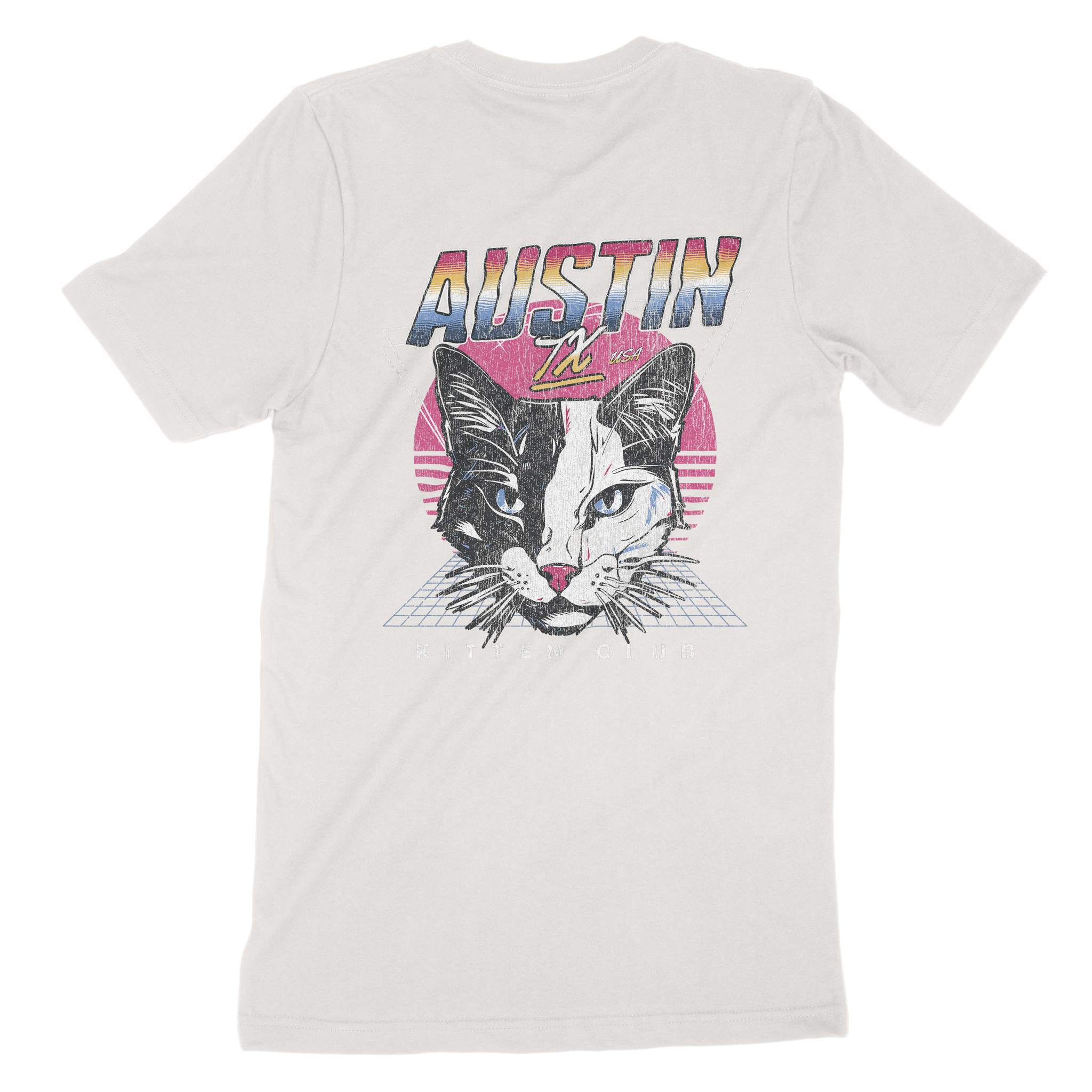 Austin Retro Kitten Club 2 T-Shirt Vintage White back