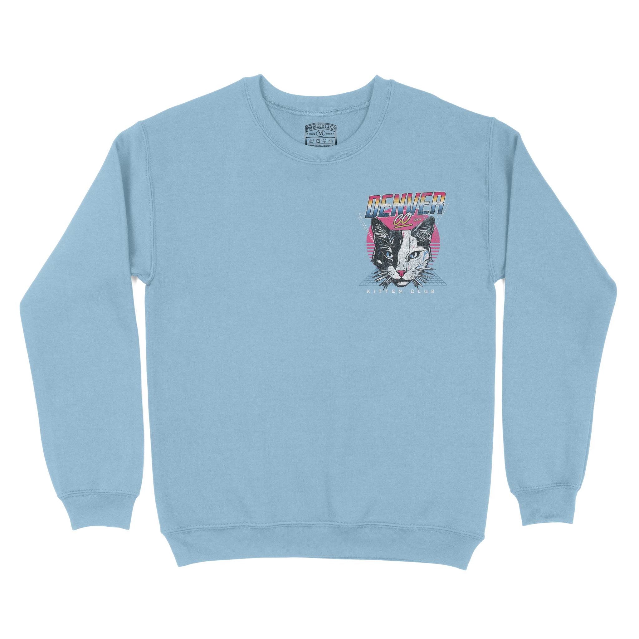 Denver Retro Kitten Club 2 Crewneck Light Blue front