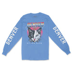 Denver Neon Kitten Longsleeve in Carolina Blue - front with sleeves view