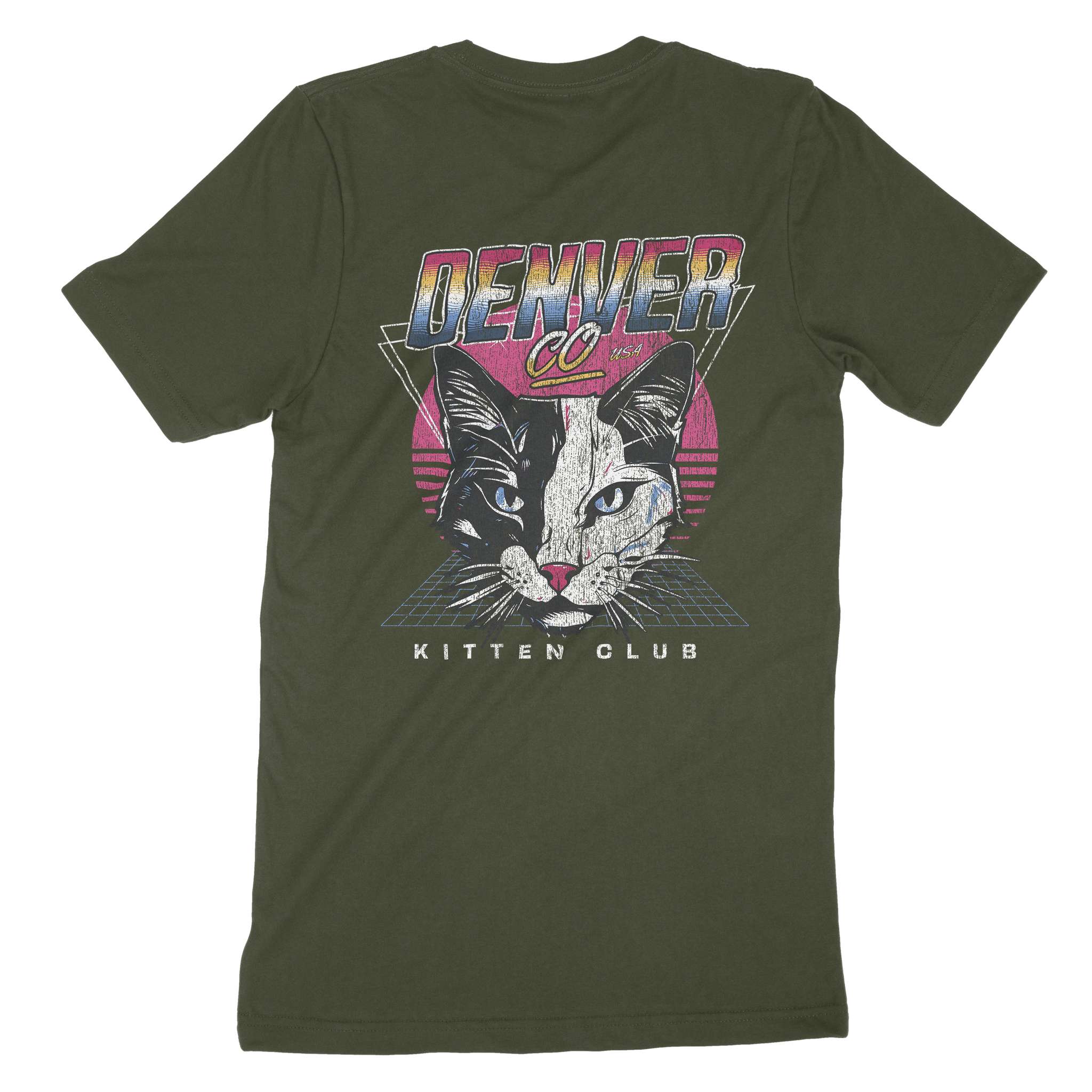 Denver Retro Kitten Club 2 T-Shirt Military Green back