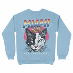 Miami Retro Kitten Club 2 Crewneck Light Blue back