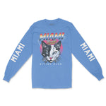 Miami Neon Kitten Longsleeve in Carolina Blue - front with sleeves view