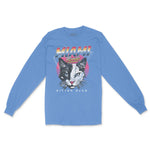 Miami Neon Kitten Longsleeve in Carolina Blue - front view