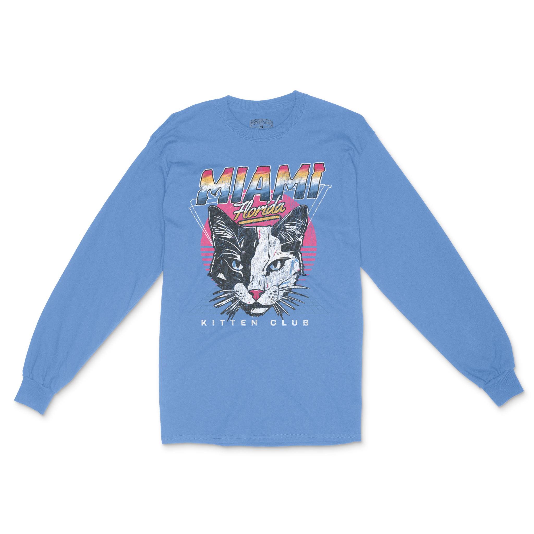 Miami Neon Kitten Longsleeve in Carolina Blue - front view