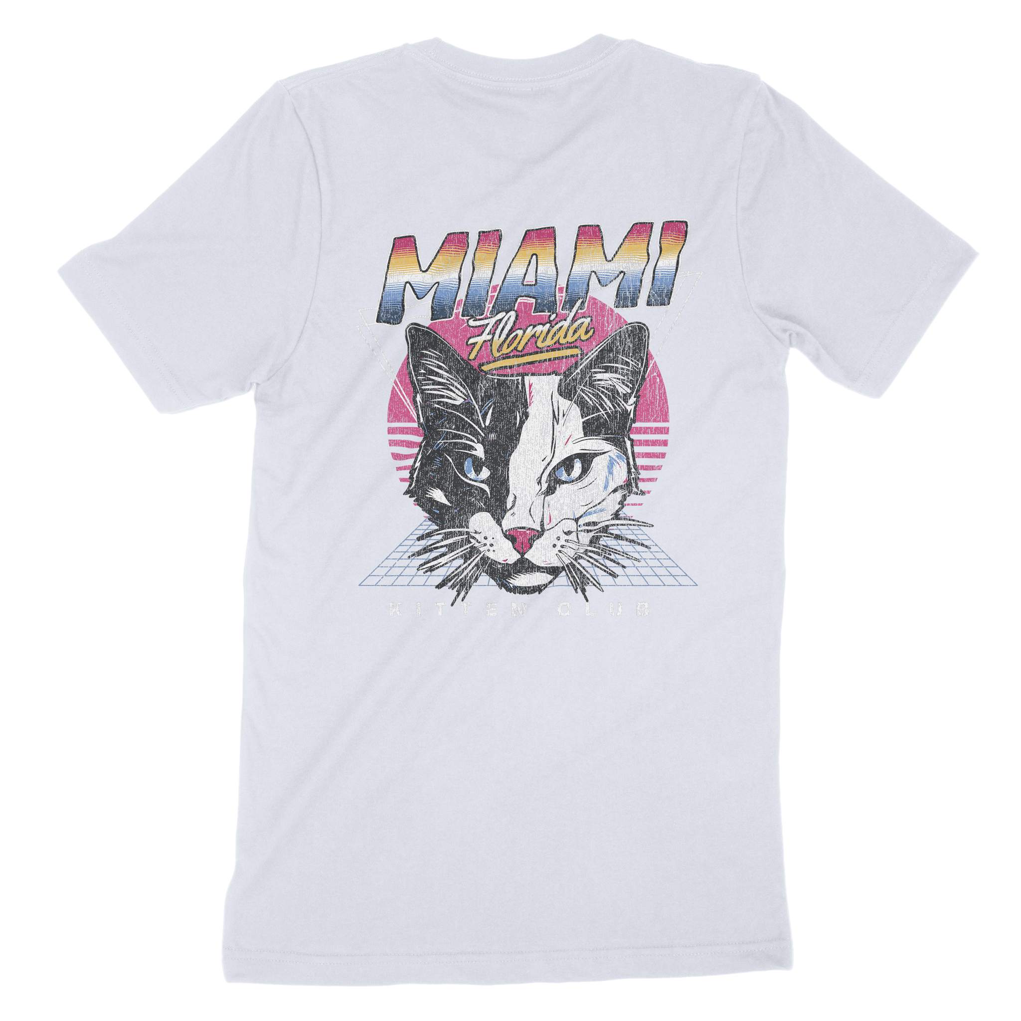 Miami Retro Kitten Club 2 T-Shirt Light Blue back