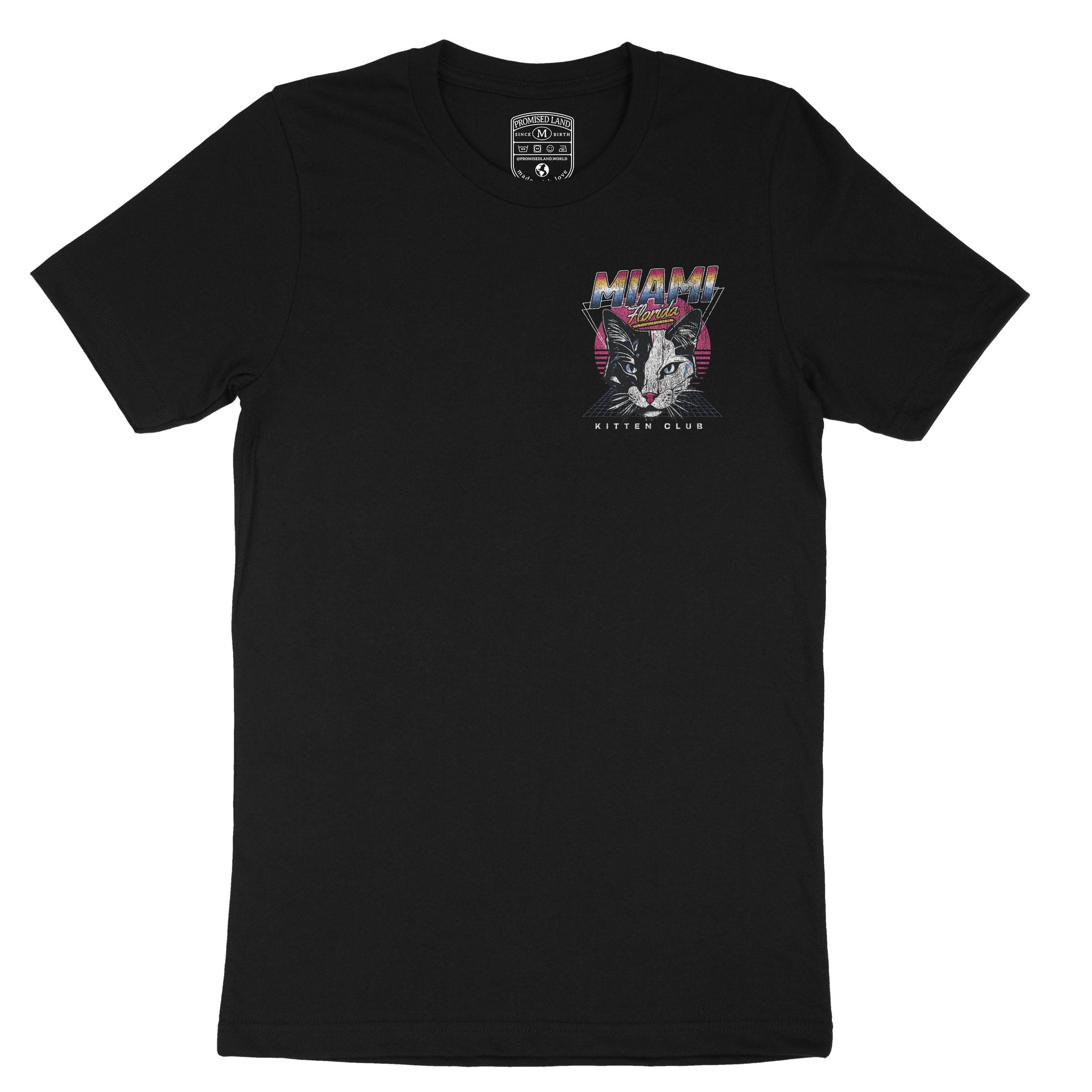 Miami Retro Kitten Club 2 T-Shirt Vintage Black front