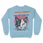 New York Retro Kitten Club 2 Crewneck Light_Blue back