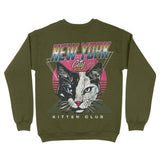 New York Retro Kitten Club 2 Crewneck Military_Green back