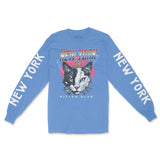 New York Neon Kitten Longsleeve in Carolina Blue - front with sleeves view