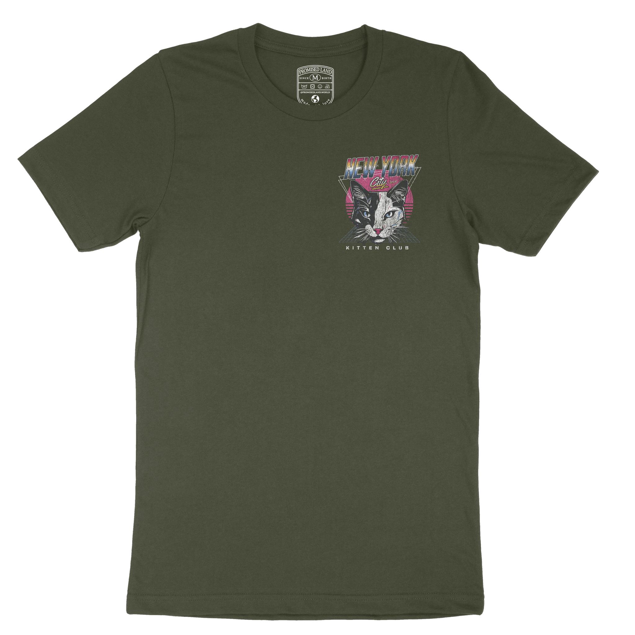 New York Retro Kitten Club 2 T-Shirt Military_Green front