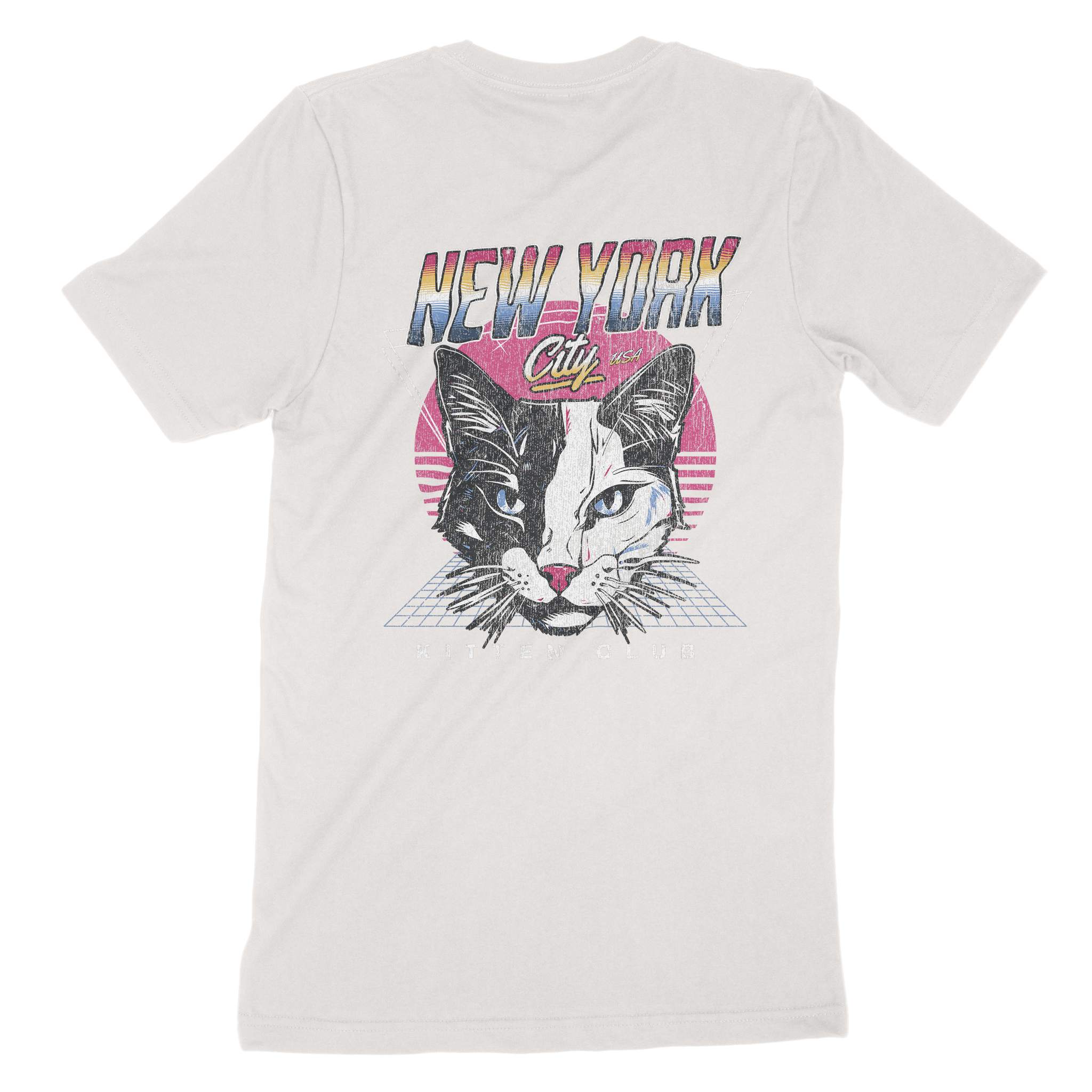 New York Retro Kitten Club 2 T-Shirt Vintage_White back