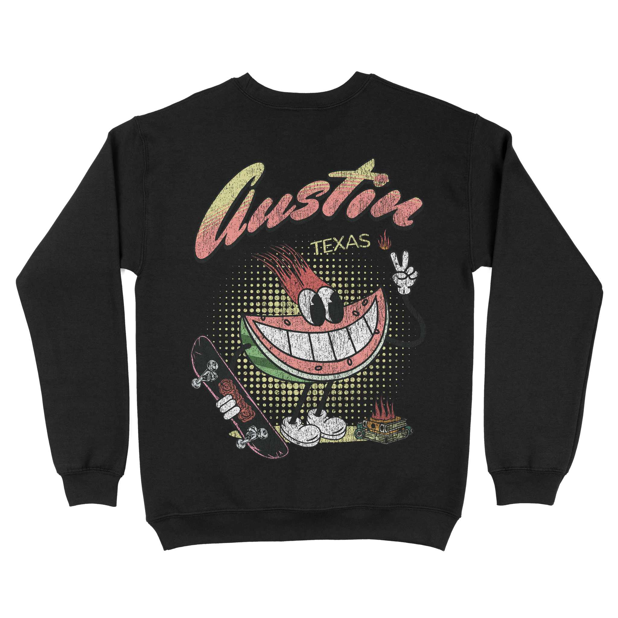 Austin Watermelon Skater Crewneck Black back