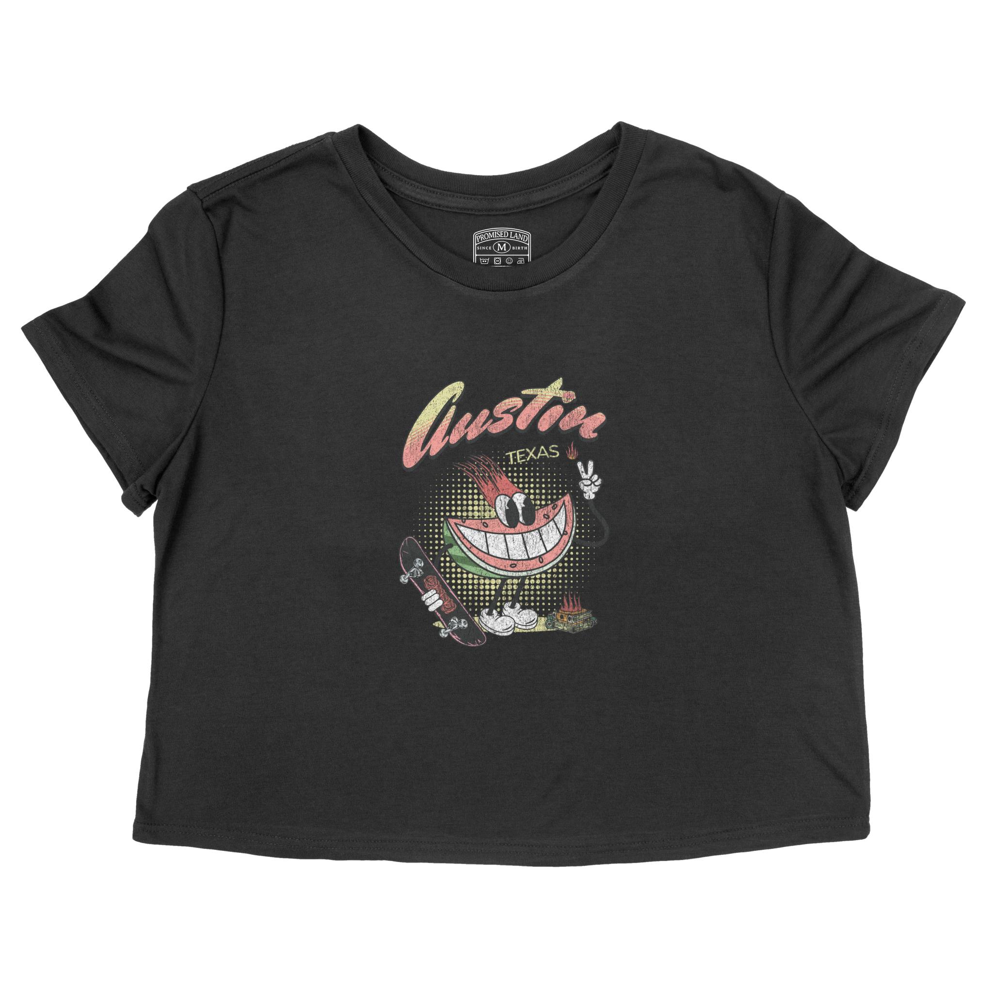 Austin Cropped Tee in Black - front view