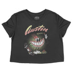 Austin Watermelon Skater Cropped Tee Black front