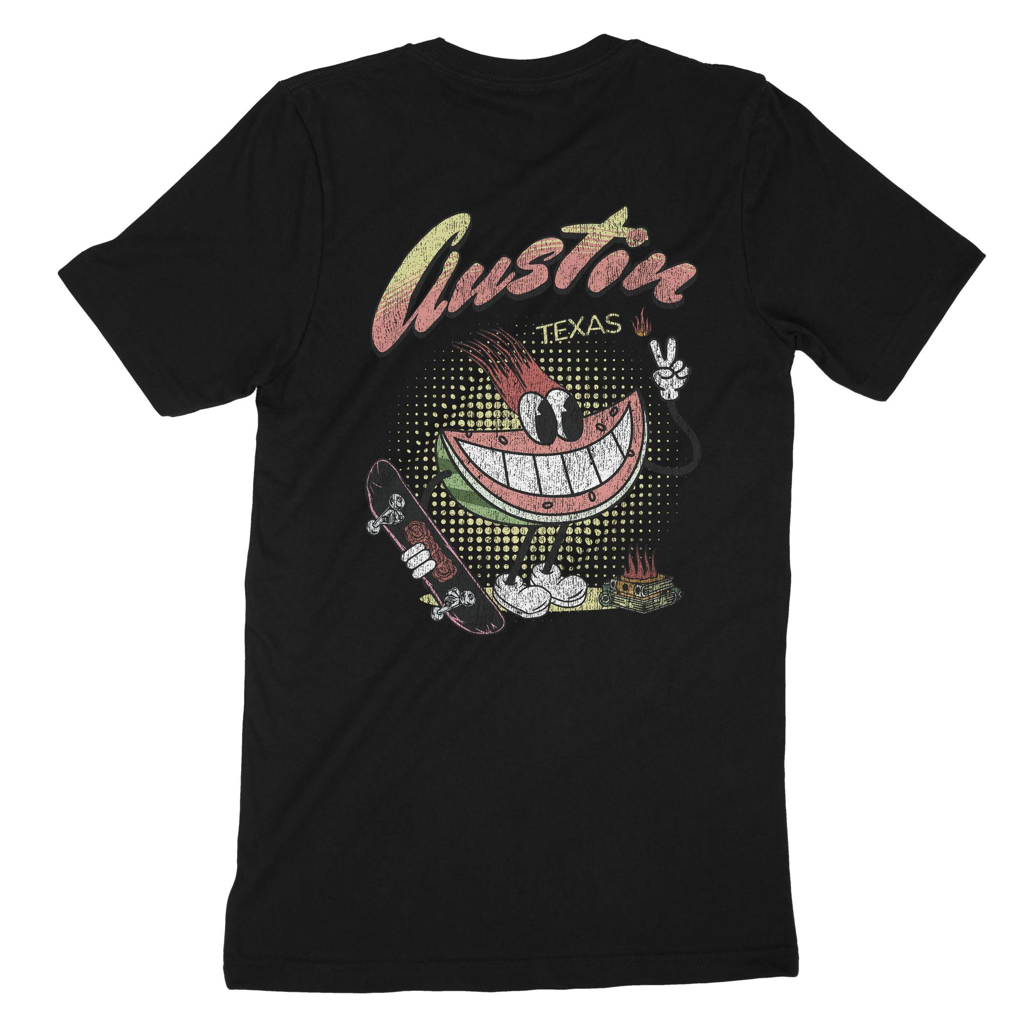 Austin Watermelon Skater T-Shirt Vintage Black back
