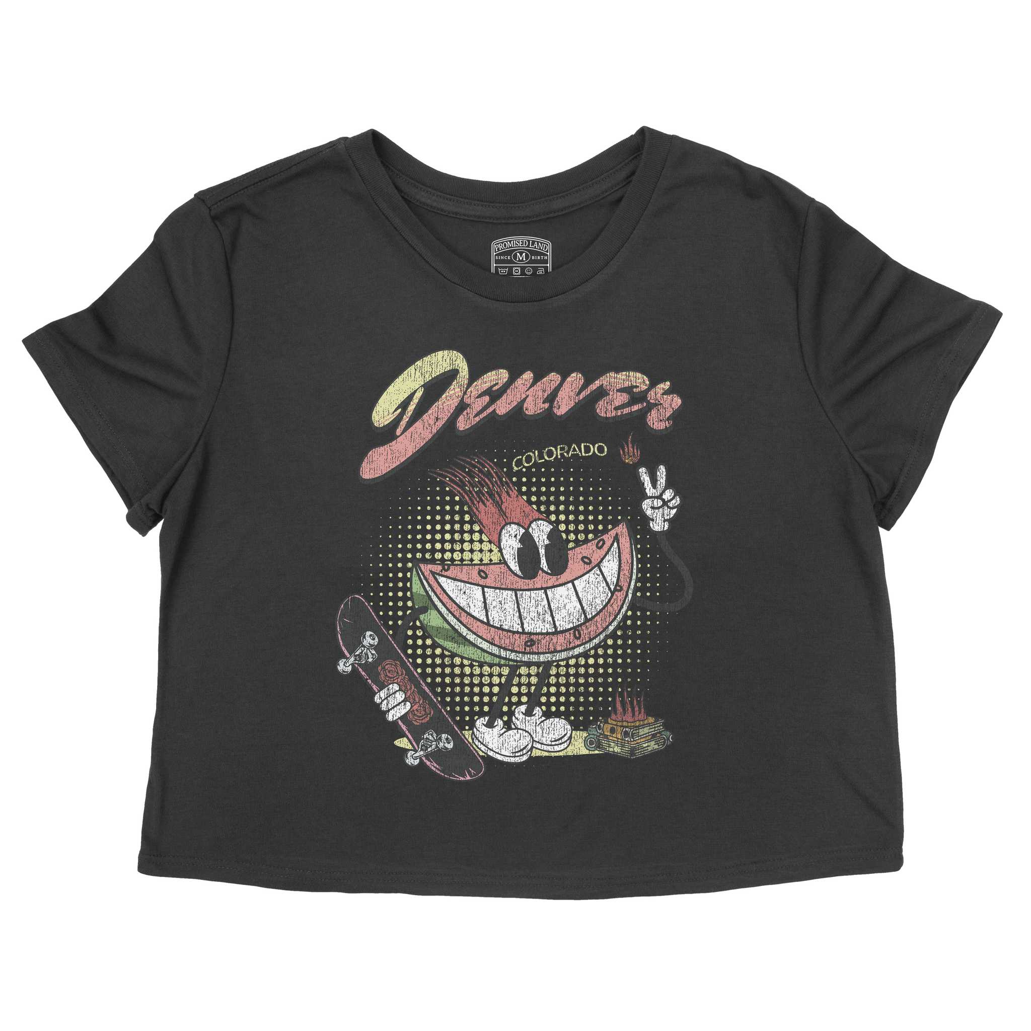 Denver Watermelon Skater Cropped Tee Black front