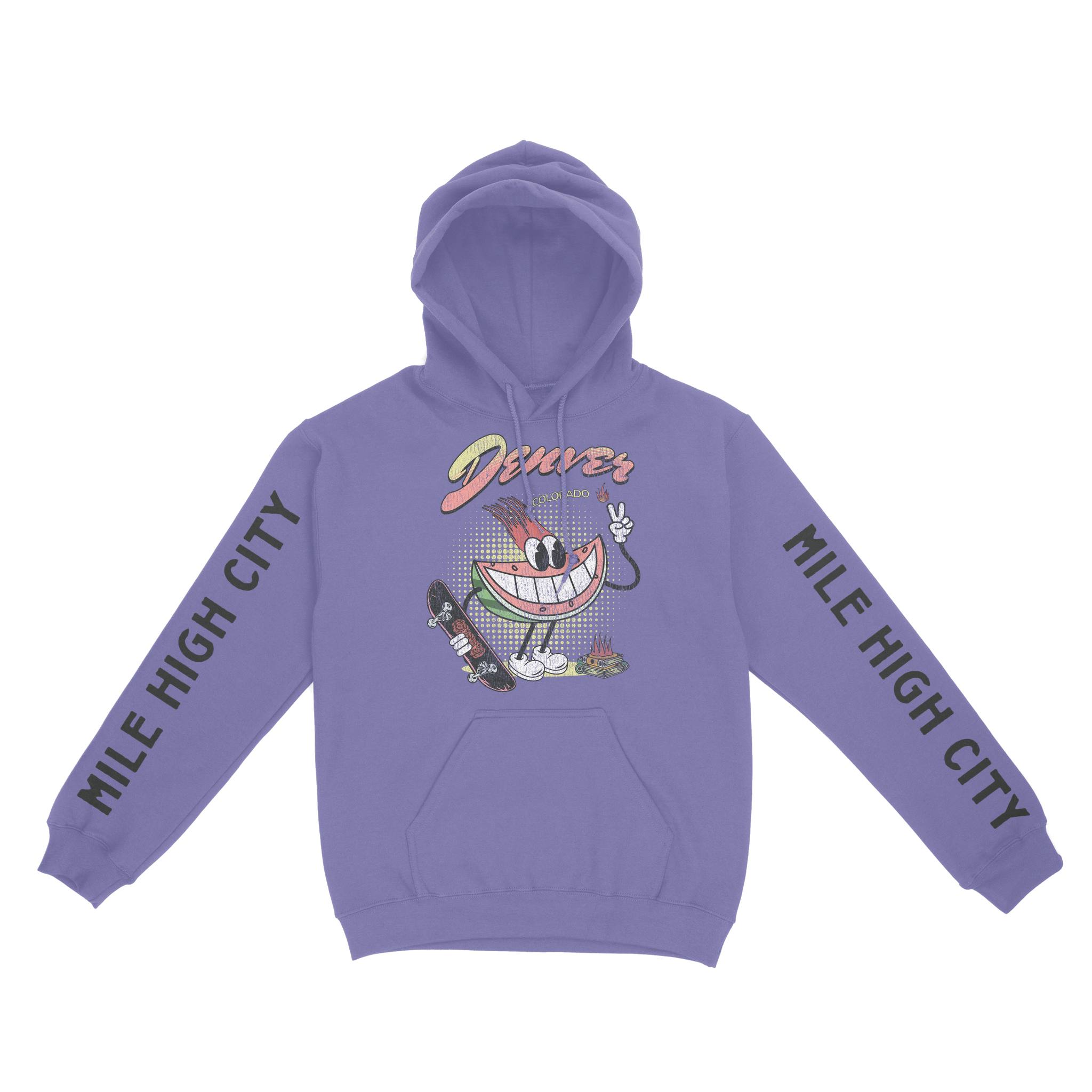 Denver Hoodie in Violet - front-sleeves view