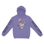 Miami Watermelon Skater Hoodie in Violet - front view with sleeves