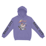 Miami Watermelon Skater Hoodie in Violet - front view with sleeves