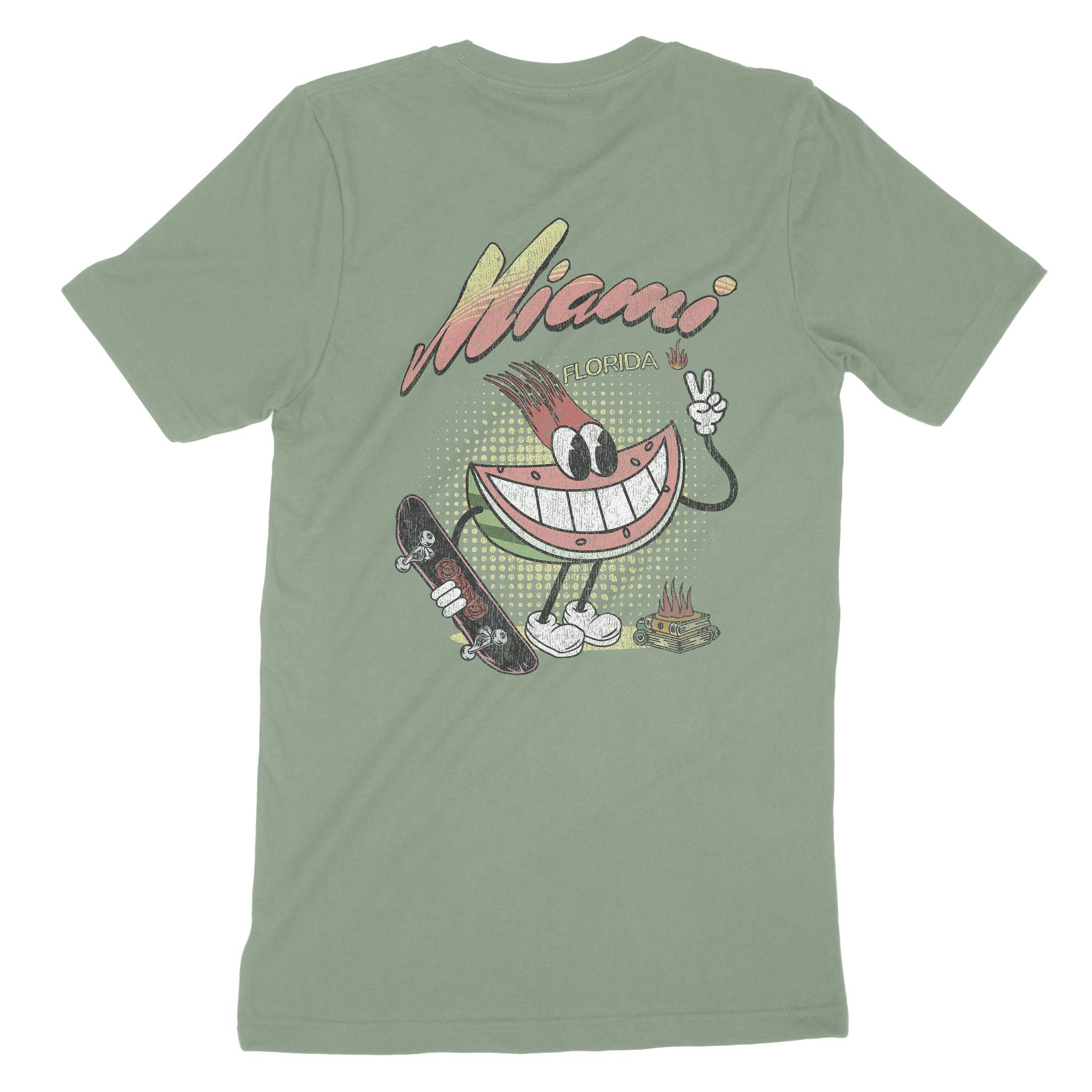 Miami Watermelon Skater T-Shirt Sage back