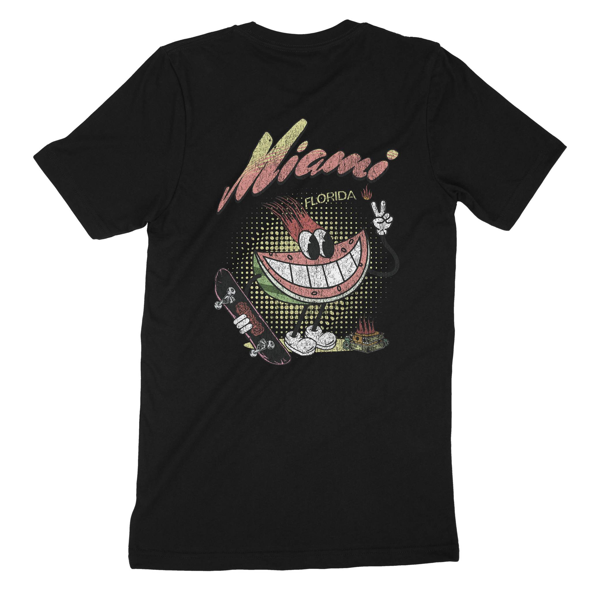 Miami Watermelon Skater T-Shirt Vintage Black back