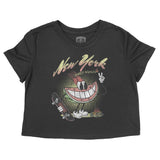 New York Watermelon Skater Cropped Tee Black front