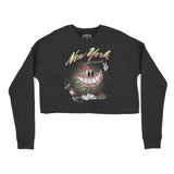 New York Cropped Crew in Black - front view